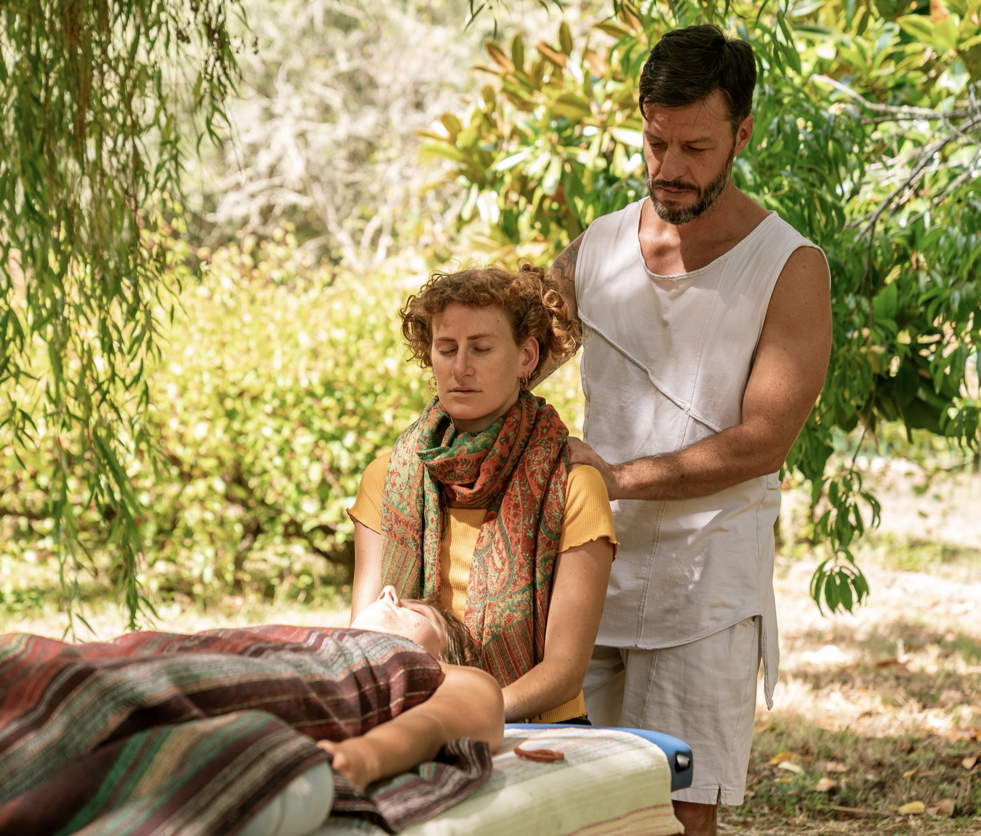 Daniel Wendt working with a student outdoors — self-care and sustainable practice